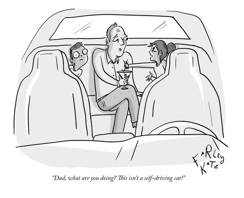 "Dad, what are you doing? This isn't a self-driving car!"