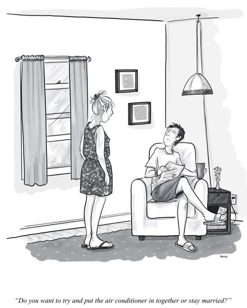 "Do you want to try and put the air conditioner in together or stay married?"