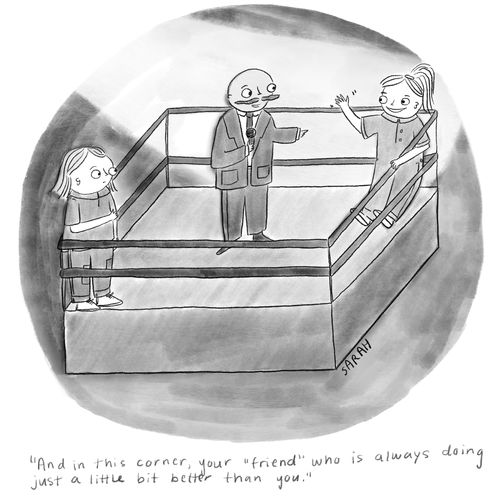 "And in this corner, your 'friend' who is always doing just a little bit better than you."