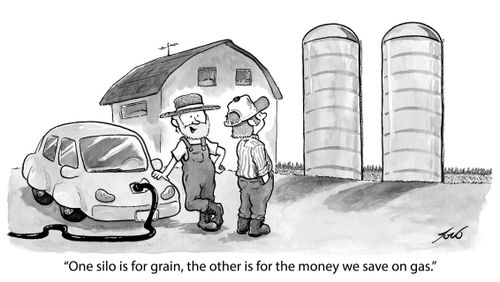 "One silo is for grain, the other is for the money we save on gas."