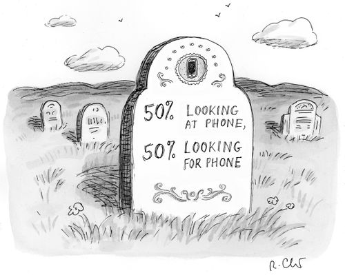 50% looking at phone, 50% looking for phone