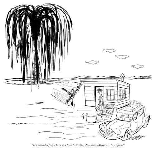 "It's wonderful, Harry! How late does Neiman-Marcus stay open?"