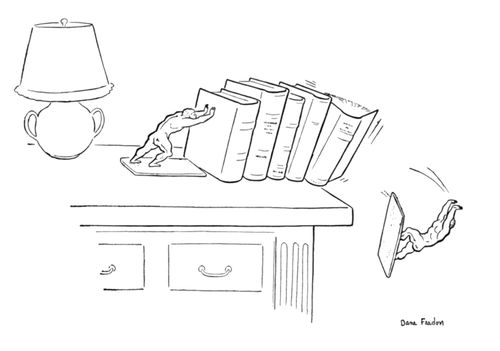 Pushing Man Bookshelf