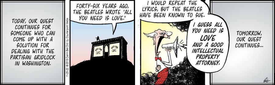 "I guess all you need is love and a good intellectual property attorney."