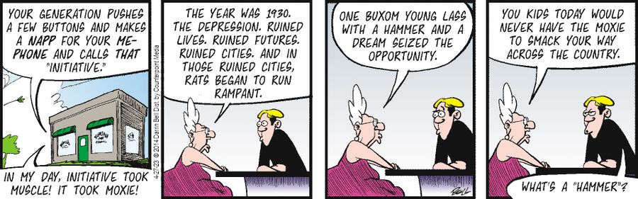 "One buxom young lass with a hammer a dream seized the opportunity."