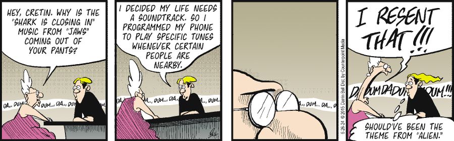 " "I decided my life needs a soundtrack. So I programmed my phone to play specific tunes whenever certain people are nearby." 