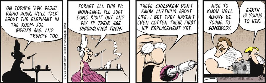 "On today's 'Ask Sadie' radio hour, we'll talk about the elephant in the room: Joe Biden's age and Trump's too...."