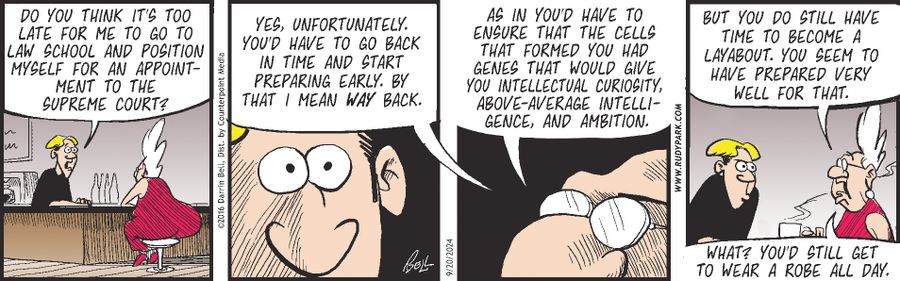 "Do you think it's too late for me to go to law school and position myself for an appointment to the supreme court?"