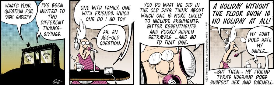 "I've been invited to two different thanksgivings...One with family, one with friends, which one do I go to?"