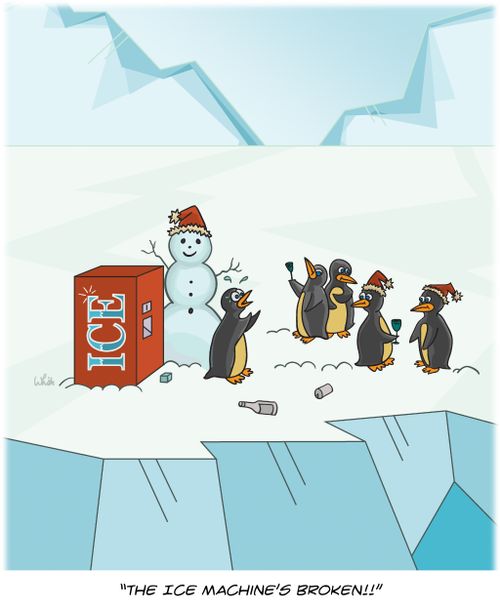 'The ice machine's broken!!'