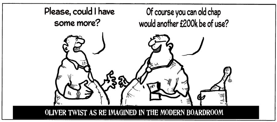 Oliver Twist as re-imagined in the modern boardroom.