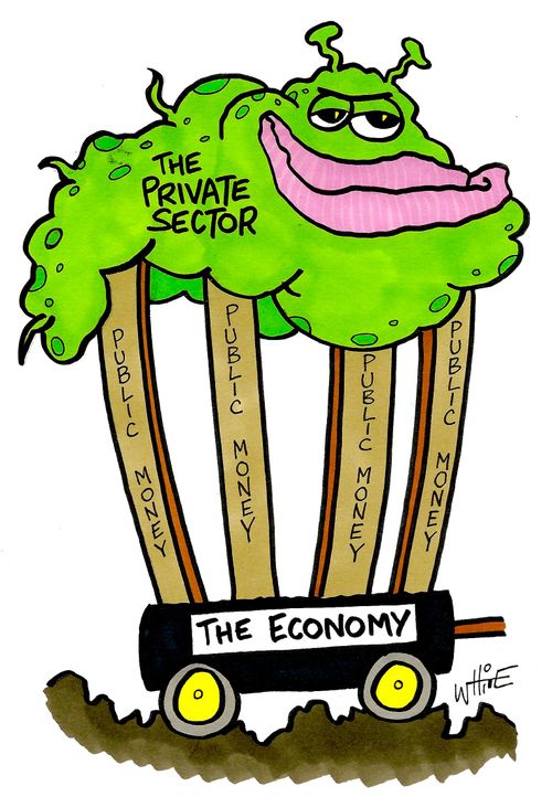 The private sector is a parasite on the economy.