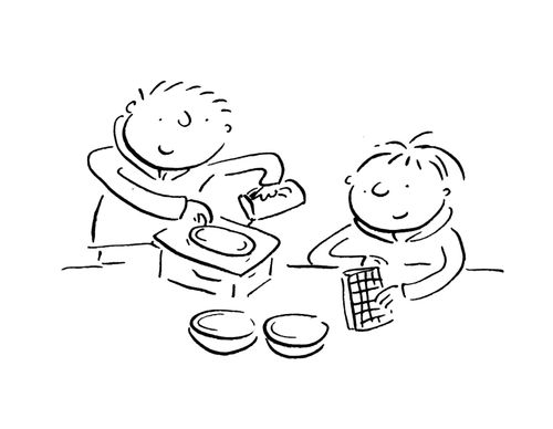Making chocolate eggs.