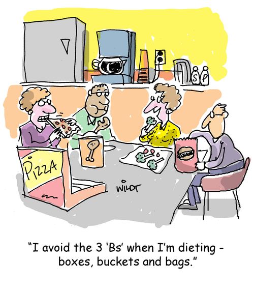 "I avoid the 3 'Bs' when I'm dieting - boxes, buckets and bags."