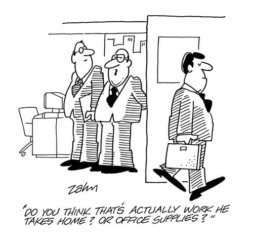 'Do you think that's actually work he takes home?  Or office supplies?'