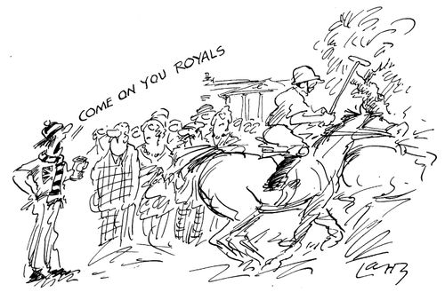 Showjumping for the Royals with football fan in background