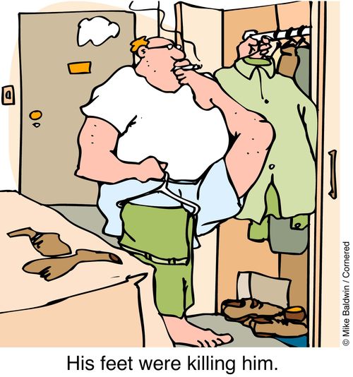 Man smoking using toes. - His Feet Were Killing Him