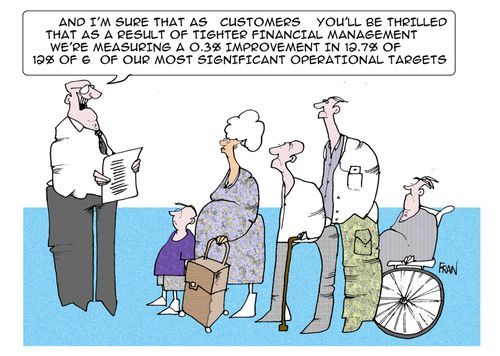 "And I'm sure that as customers you'll be thrilled that as a result of tighter financial management we've measured a 0.3% improvement in12.7% of 12% of 6 of our most significant operational targets."