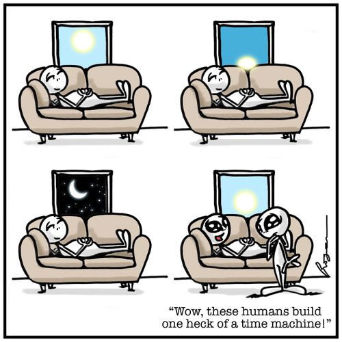"Wow, these humans build one heck of a time machine!"