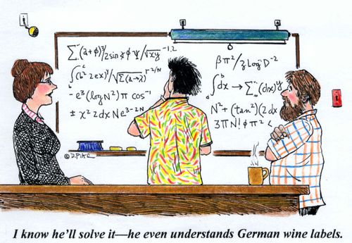 'I know he'll solve it--he even understands German wine labels.'