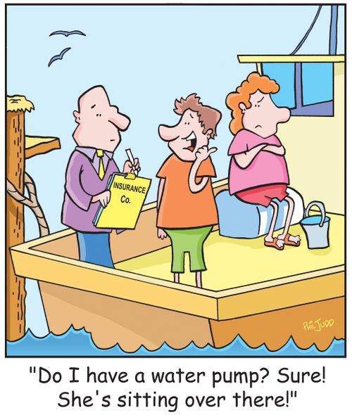 'Do I have a water pump? Sure! She's sitting over there!'