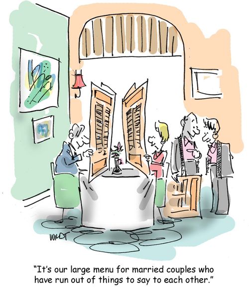 "It's our large menu for married couples who have run out of things to say to each other."
