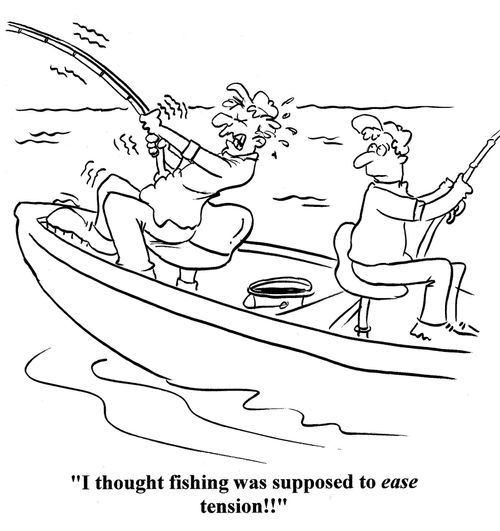 Man struggling with fish: 'I thought fishing was supposed to ease tension!!'