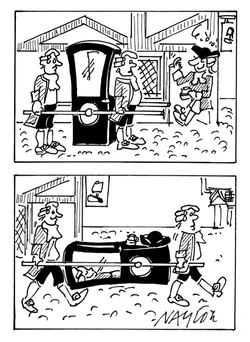 Man ordering sedan chair for a nap.