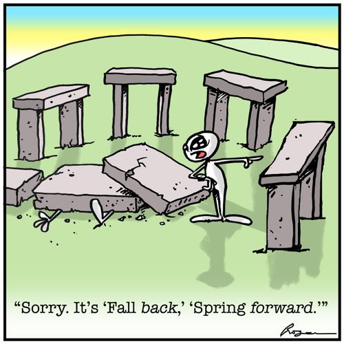 "Sorry. It's 'Fall back,' 'Spring forward.'"