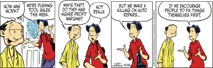 "But we make a killing on auto repairs...if we encourage people to fix things themselves first."