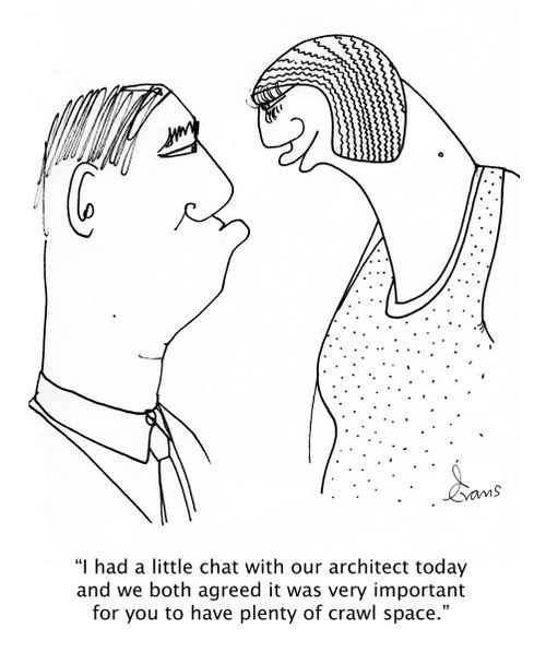 'I had a little chat with our architect today and we both agreed it was very important for you to have plenty of crawl space.'