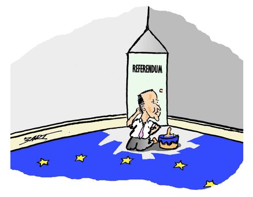 David Cameron forced into a European Referendum corner.