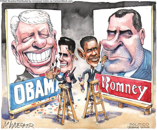 Obama and Romney Portraits.