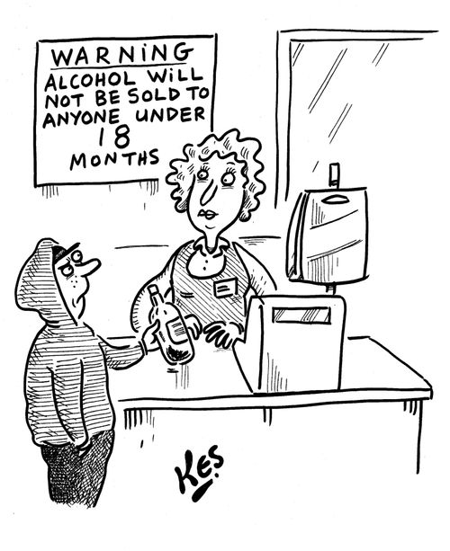 Teenager buys alcohol from supermarket.