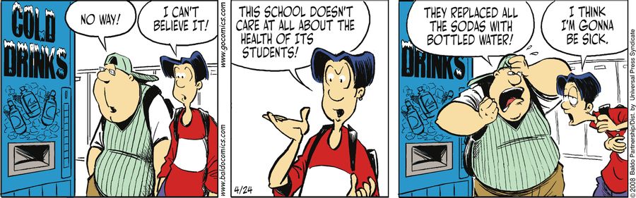"They replaced all the soda with bottled water!"