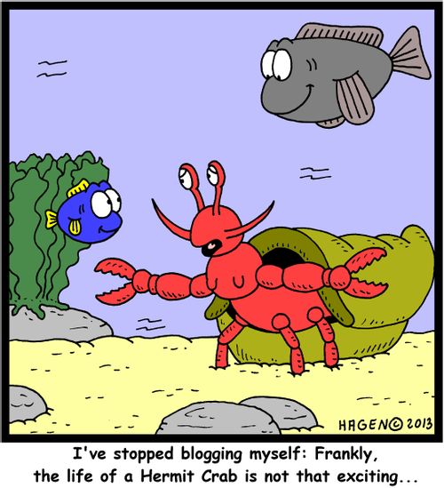 'I've stopped blogging myself: Frankly, the life of a Hermit Crab is not that exciting...'