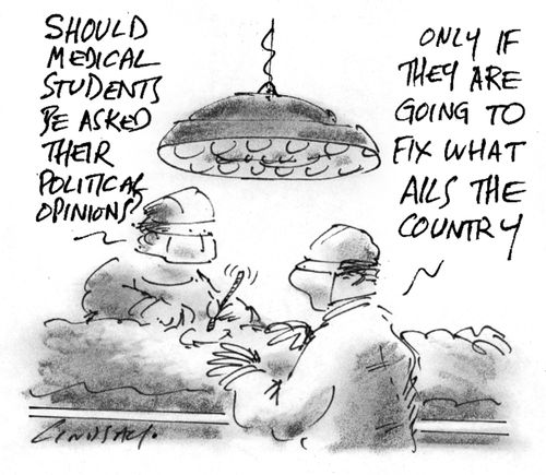 Should medical students be asked their political opinions?
