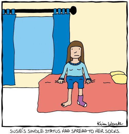 Susie's single status had spread to her socks. 