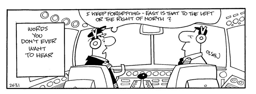 Words you don't ever want to hear: 'I keep forgetting - east, is that to the left or the right of north?'