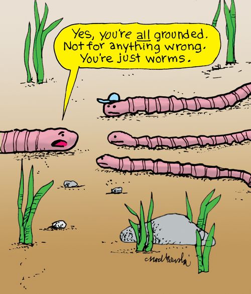 "Yes, you're all grounded. Not for anything wrong. You're just worms."