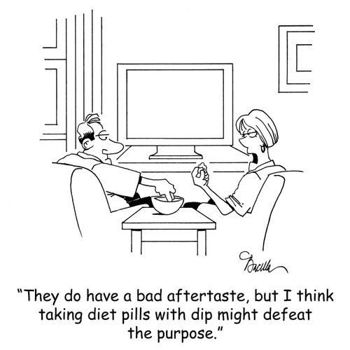 'They do have a bad aftertaste, but I think taking diet pills with dip might defeat the purpose.'