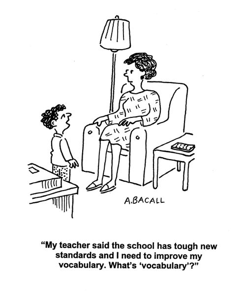 'My teacher said the school has tough new standards and I need to improve my vocabulary. What's 'Vocabulary'?'