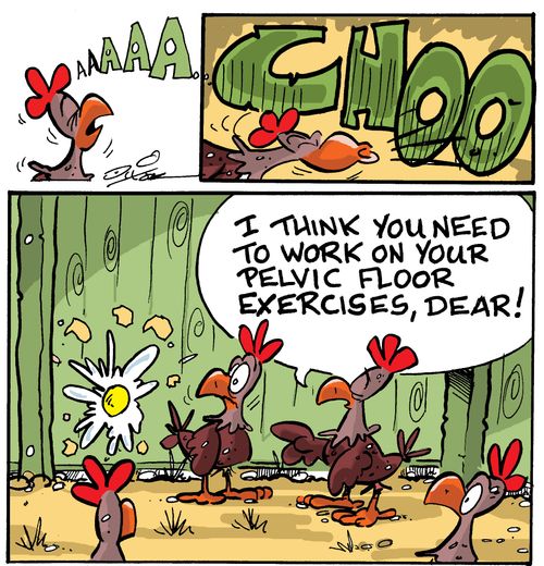 "I think you need to work on your pelvic floor exercises, dear!"