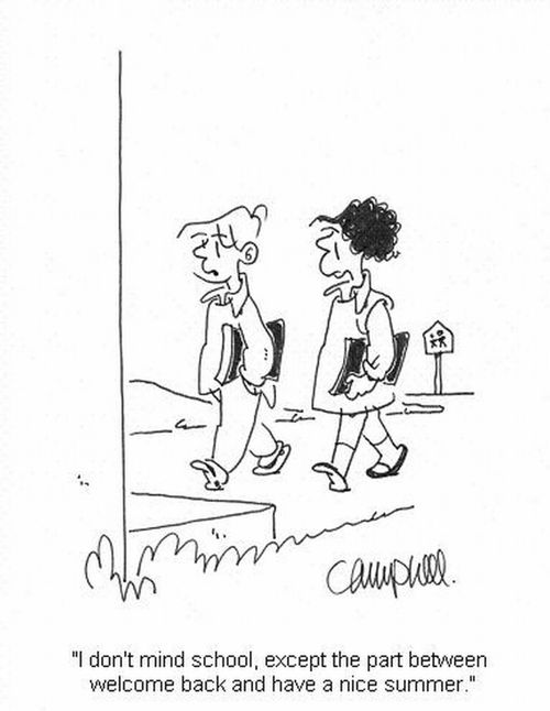 'I don't mind school, except the part between welcome back and have a nice summer.'