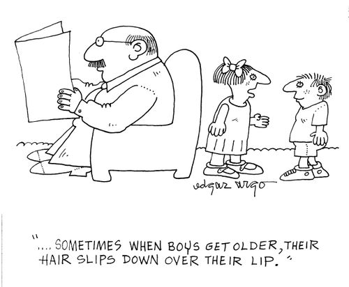 '...Sometimes when boys get older, their hair slips down over their lip.'