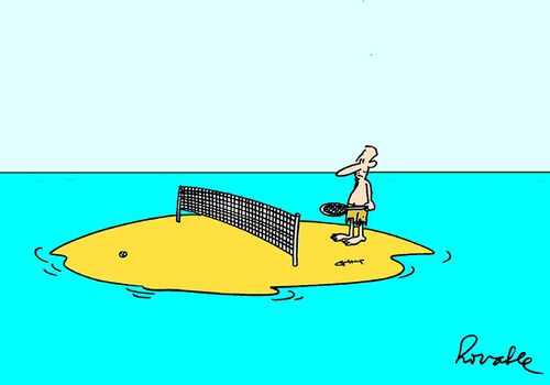 Castaway with a tennis court.