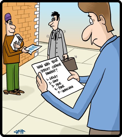Street corner handout feedback forms.