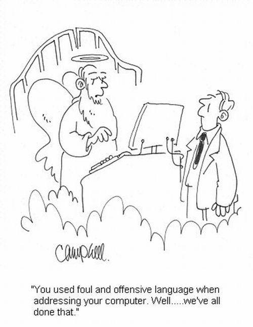 'You used foul and offensive language when addressing your computer. Well....we've all done that.'