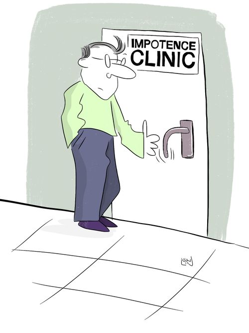 Impotence Clinic - droopy door handle.
