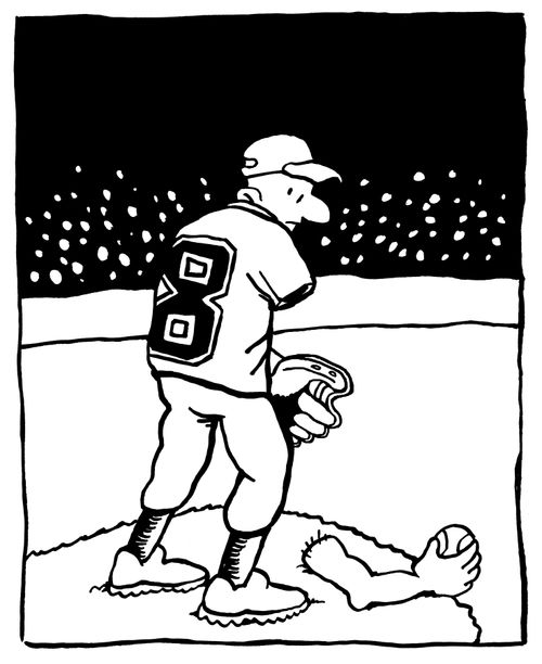 Pitchers arm falls off.